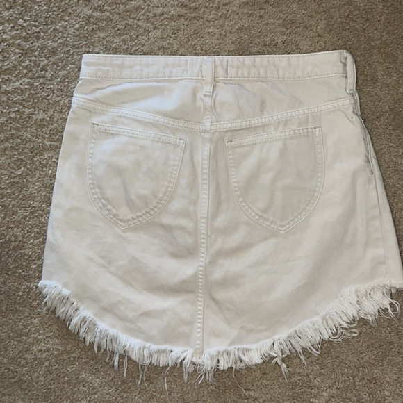 A1-#12 Free People High Waisted Coconut Denim Skirt Asym. Raw Hem Off White - Picture 9 of 15